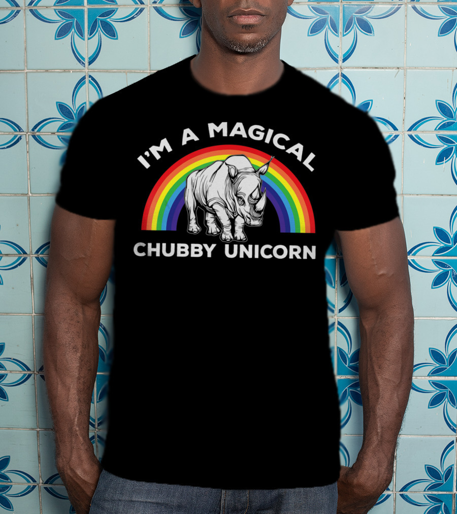 Magical Chubby Unicorn Rainbow Rhino T-Shirt