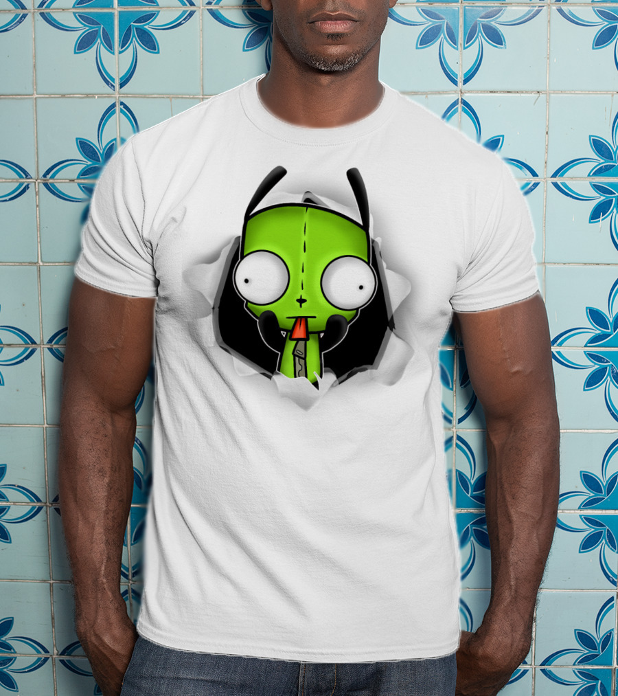 Invader Zim Gir 3D Hole Robot Face T-Shirt