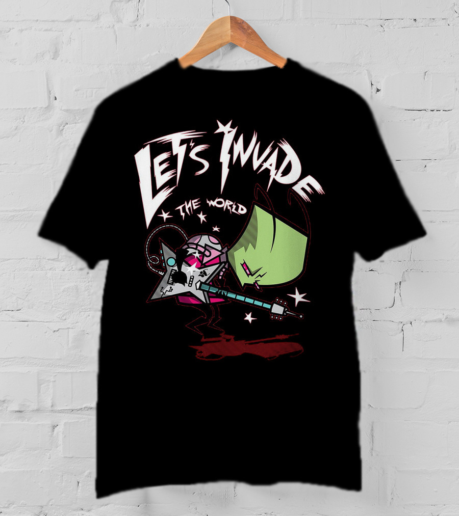 Let's Invade The World Rock Star Guitarist Gir Invader Zim T-Shirt