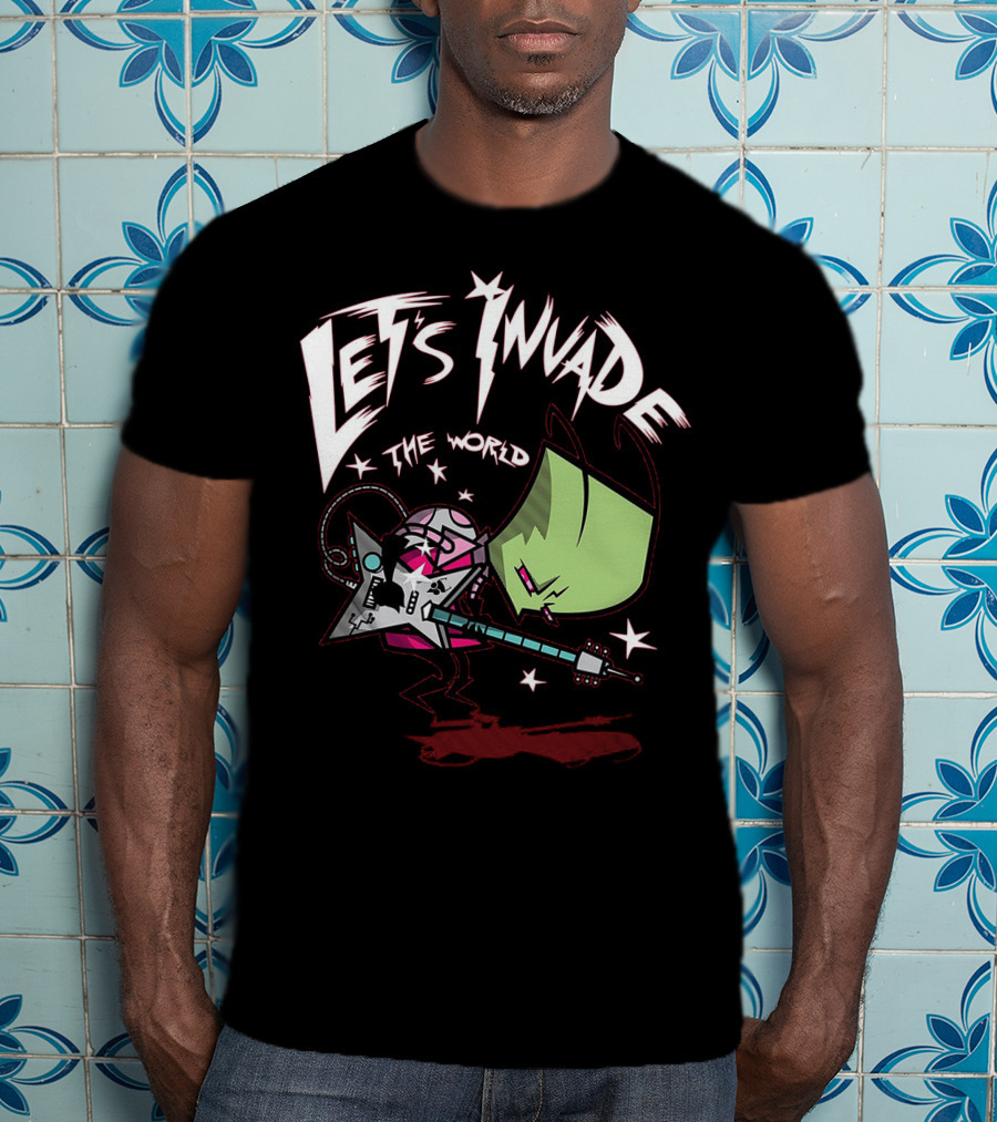 Let's Invade The World Rock Star Guitarist Gir Invader Zim T-Shirt