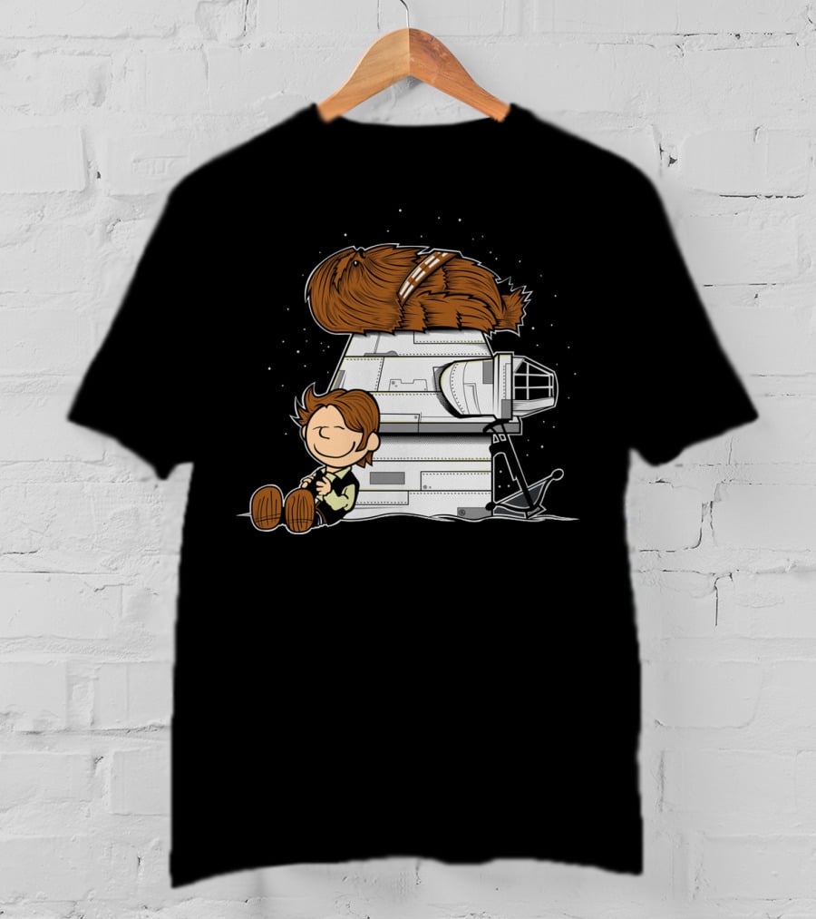 Peanuts Chewbacca Star Wars Snoopy Millennium Falcon T-Shirt
