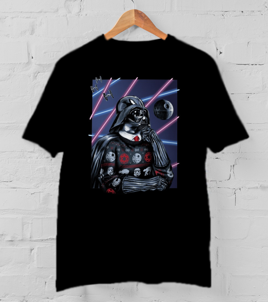 Celebrate Christmas Darth Vader Star Wars TIE Fighters Death Star Retro T-Shirt