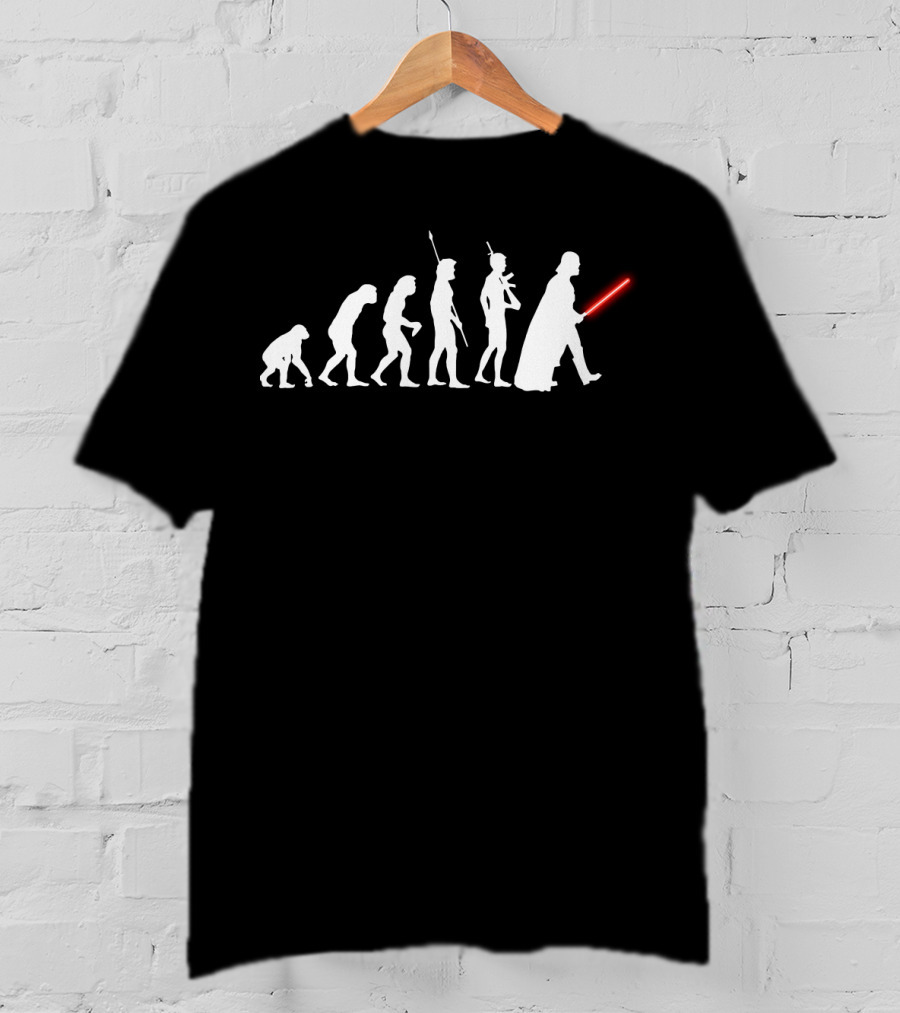 Evolution Of Darth Vader Star Wars Lightsaber And Human Evolution Icons T-Shirt