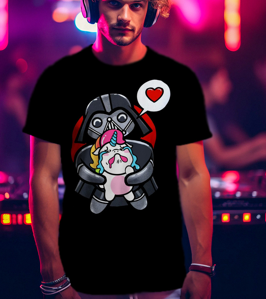 Hug Crying Unicorn Darth Vader Heart Speech Bubble Star Wars T-Shirt