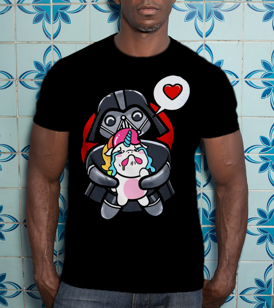 Hug Crying Unicorn Darth Vader Heart Speech Bubble Star Wars T-Shirt