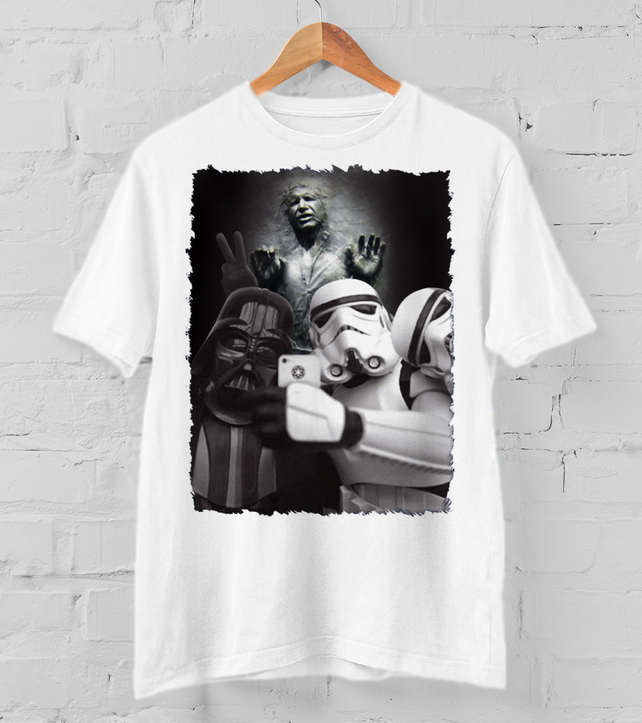 Selfie Together Darth Vader Stormtroopers Han Solo Frozen Star Wars T-Shirt