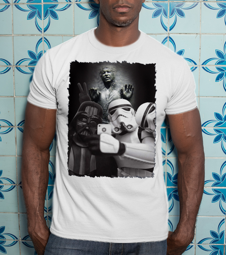 Selfie Together Darth Vader Stormtroopers Han Solo Frozen Star Wars T-Shirt