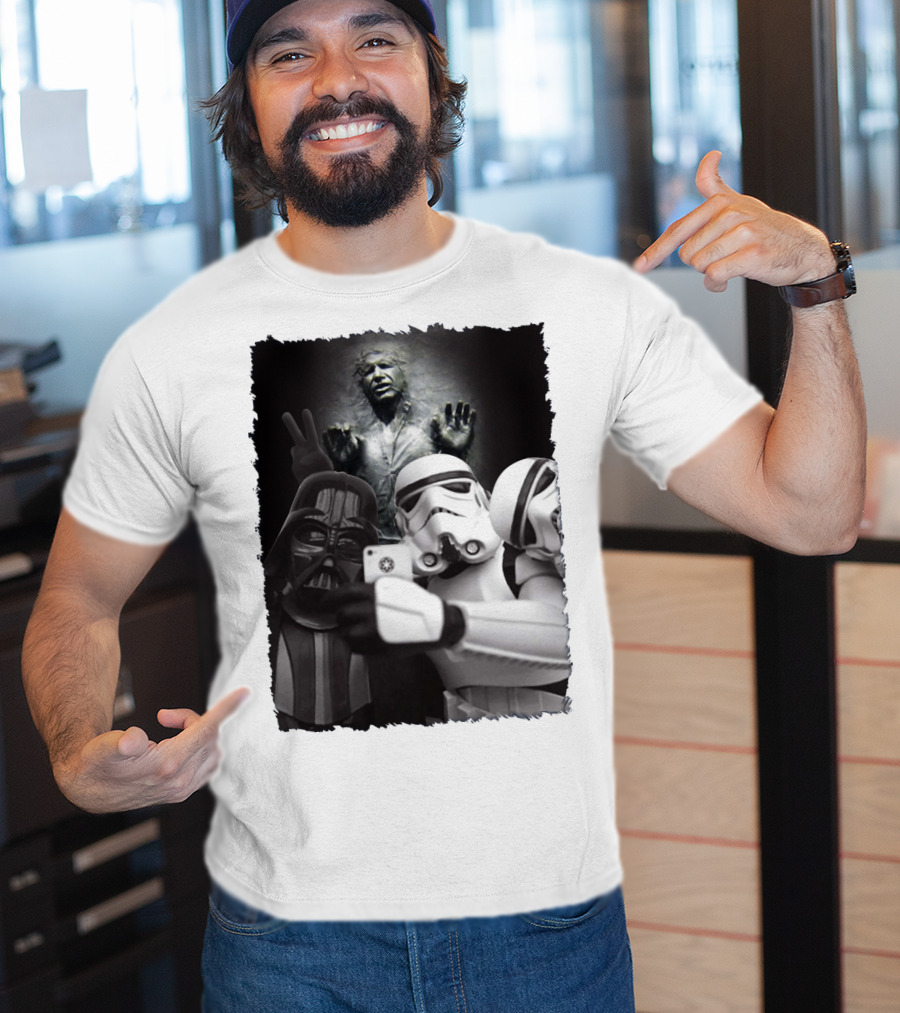 Selfie Together Darth Vader Stormtroopers Han Solo Frozen Star Wars T-Shirt