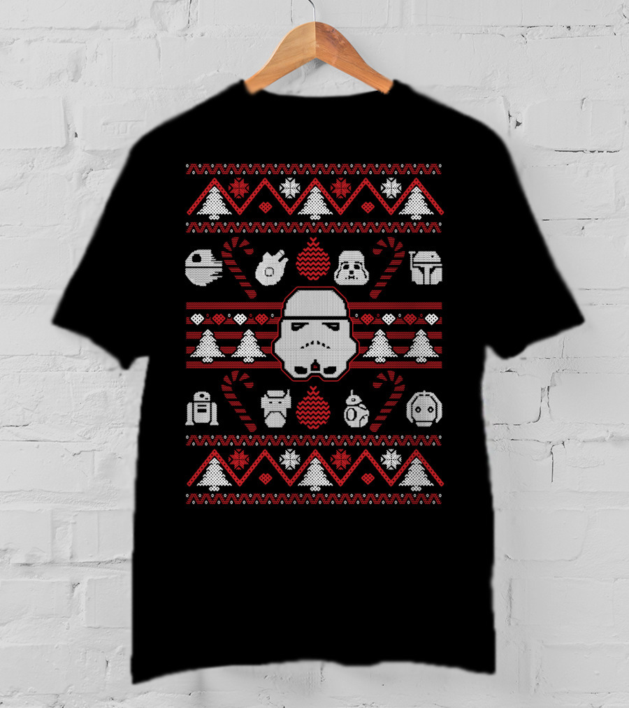 Star Wars Stormtrooper Christmas Night Darth Vader Knit T-Shirt