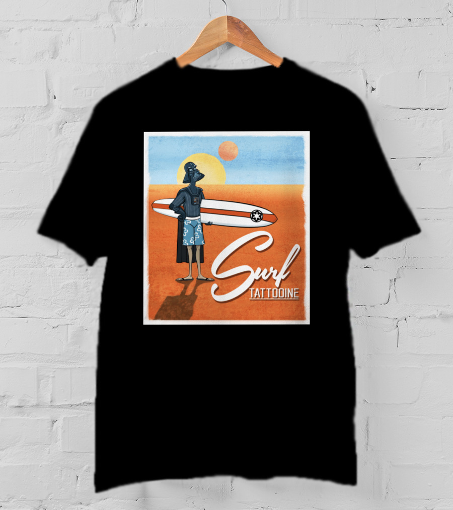 Surf Tatooine Darth Vader Star Wars Surfing Scene T-Shirt