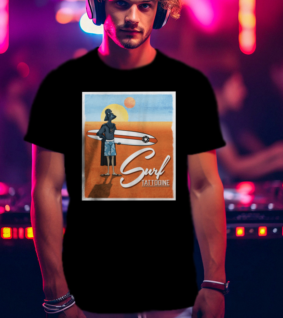 Surf Tatooine Darth Vader Star Wars Surfing Scene T-Shirt