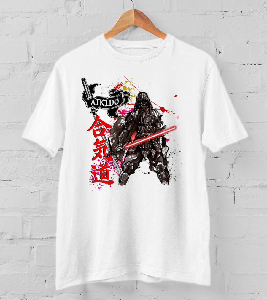 Aikido Samurai Darth Vader Star Wars Lightsaber Fusion T-Shirt