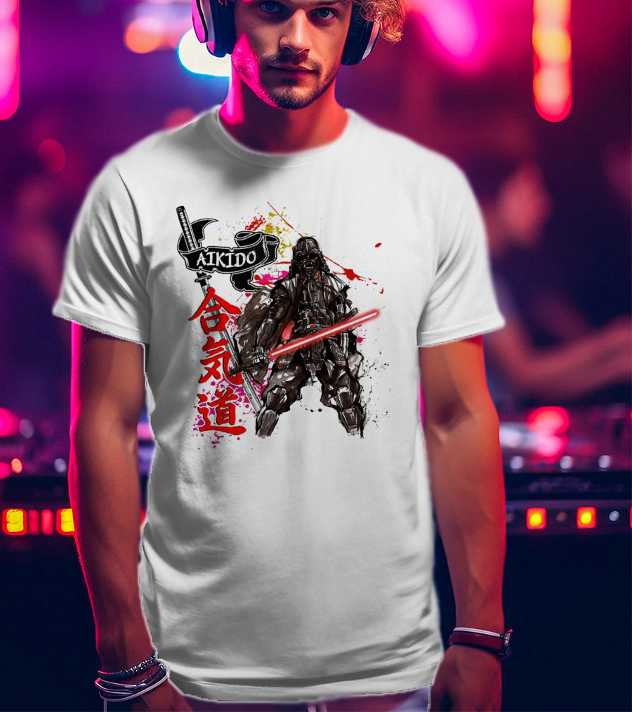 Aikido Samurai Darth Vader Star Wars Lightsaber Fusion T-Shirt