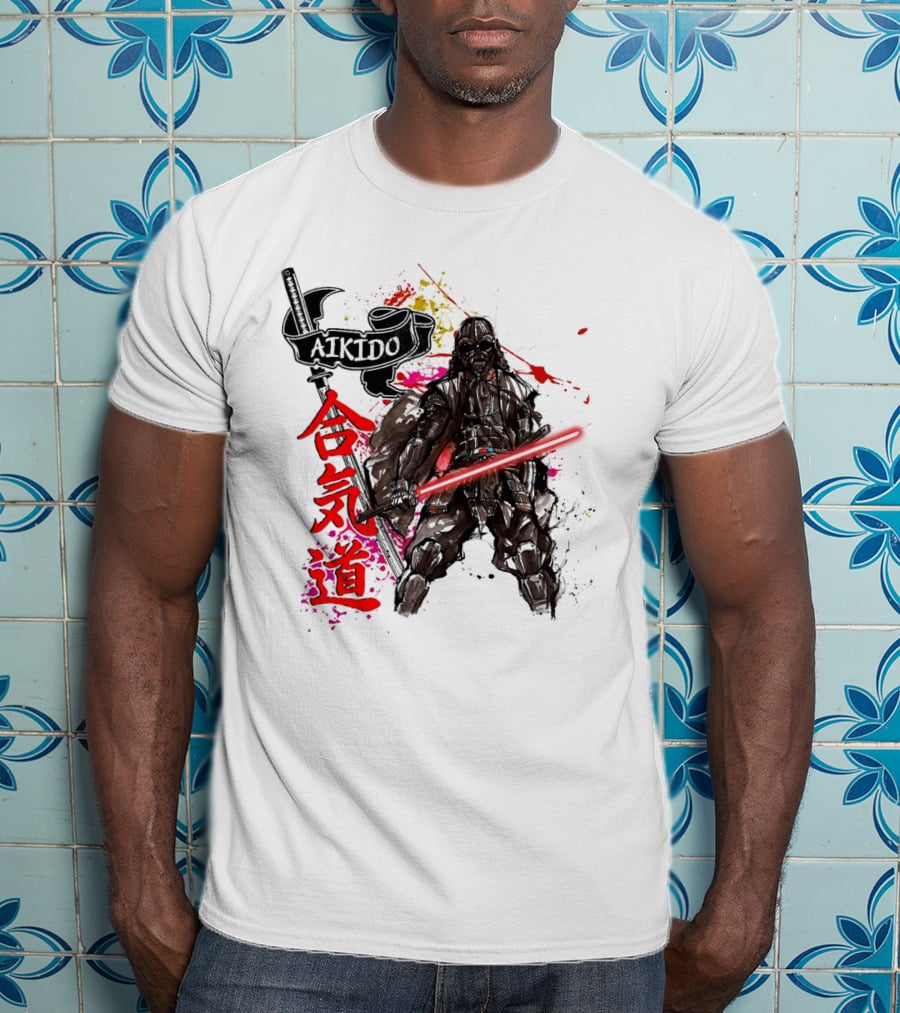 Aikido Samurai Darth Vader Star Wars Lightsaber Fusion T-Shirt