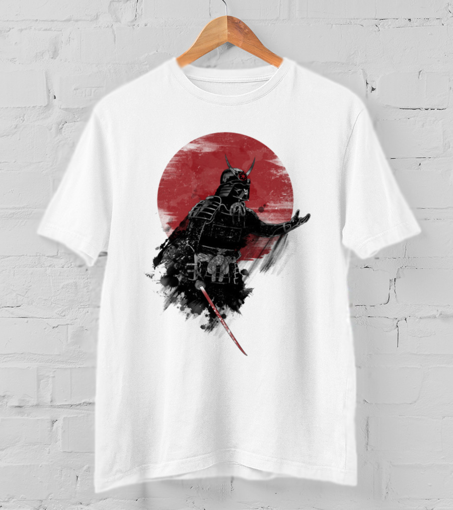 Come To Samurai Side Darth Vader Star Wars Red Sun Dark Armor Samurai Helmet With Lightsaber T-Shirt