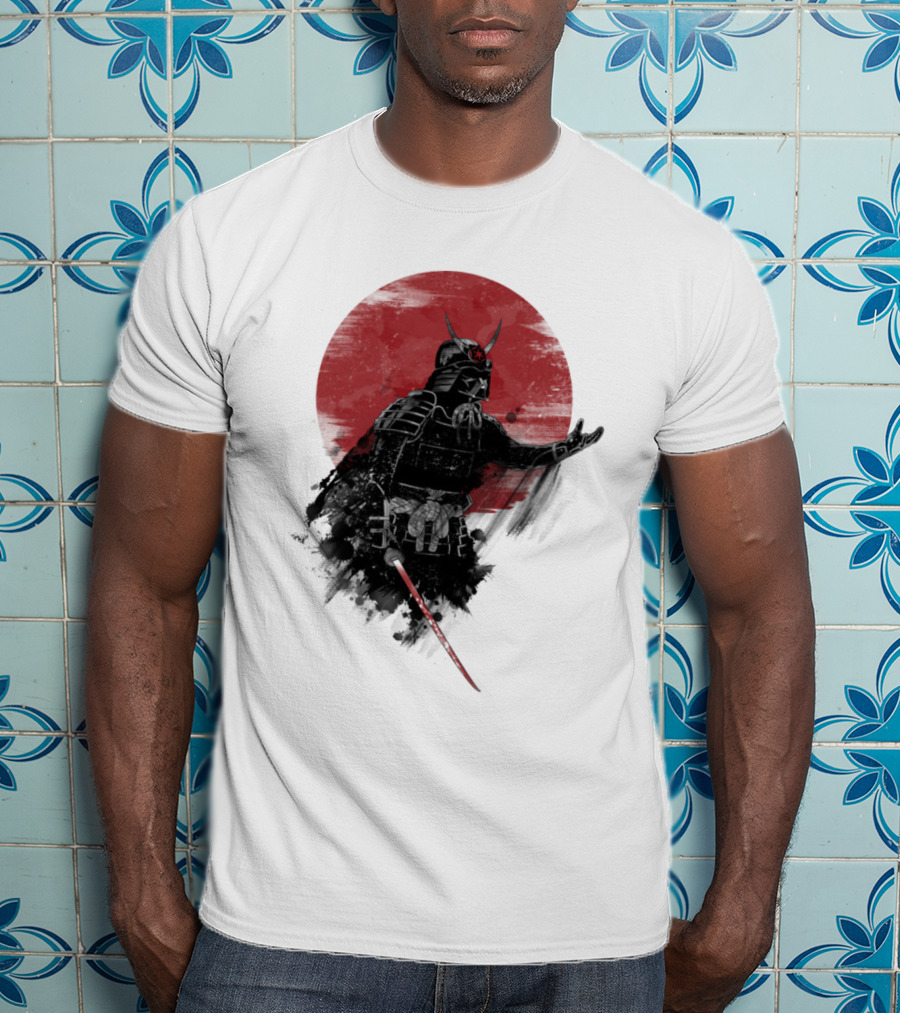 Come To Samurai Side Darth Vader Star Wars Red Sun Dark Armor Samurai Helmet With Lightsaber T-Shirt