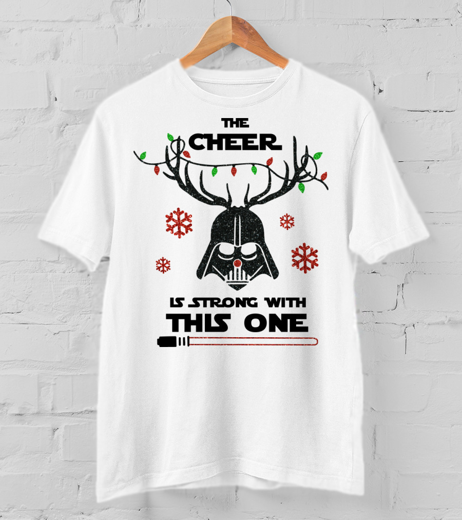 Darth Vader Christmas Cheer Glitter Star Wars Reindeer Lights Snowflakes T-Shirt