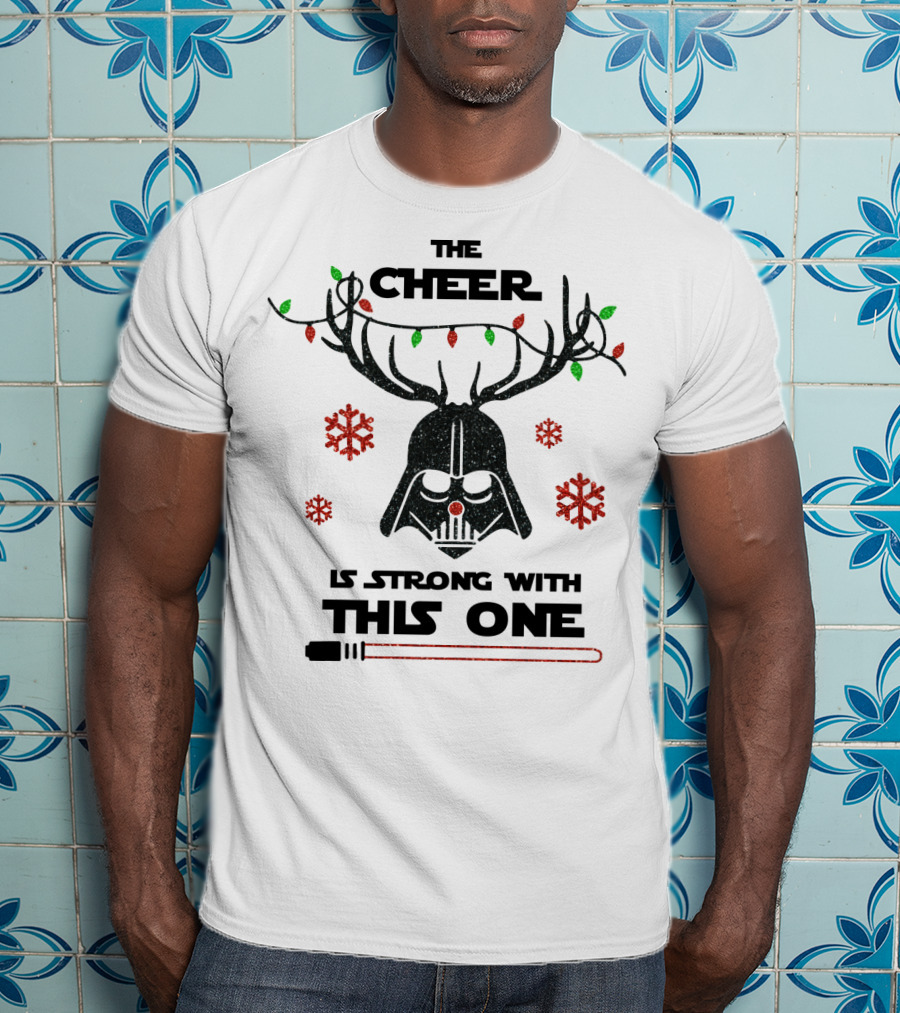 Darth Vader Christmas Cheer Glitter Star Wars Reindeer Lights Snowflakes T-Shirt