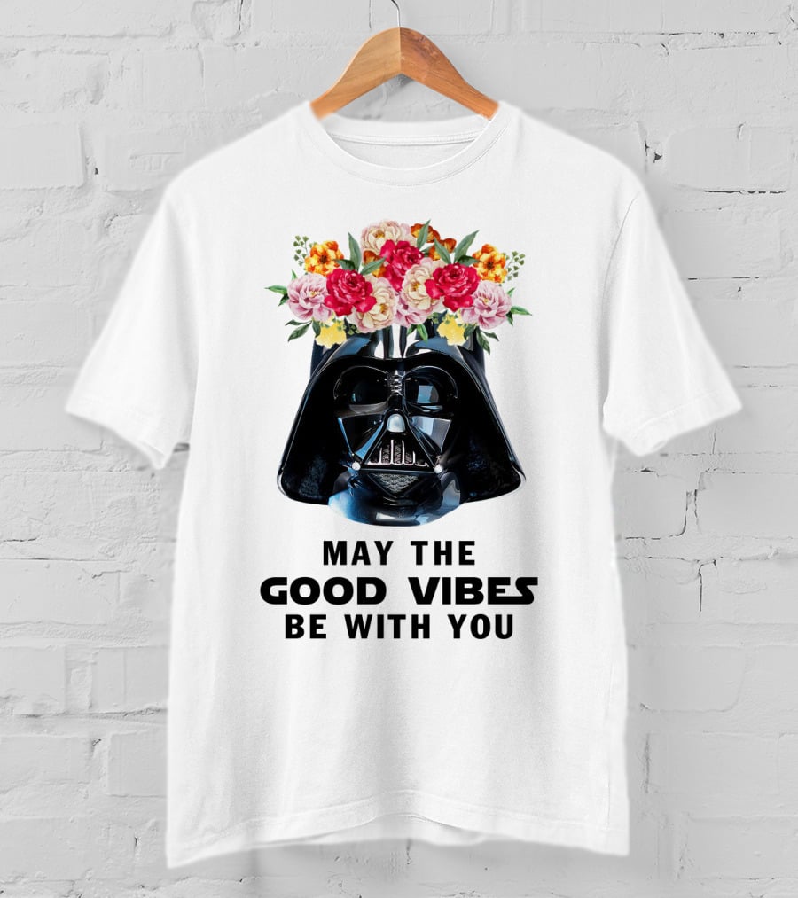 Star Wars Darth Vader May The Good Vibes Be With You Floral Helmet T-Shirt