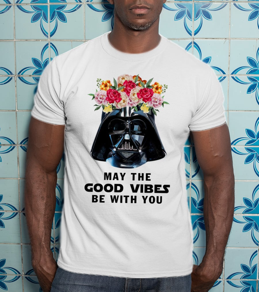 Star Wars Darth Vader May The Good Vibes Be With You Floral Helmet T-Shirt