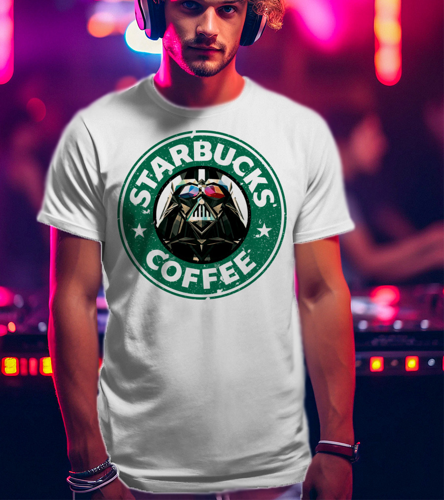 Starbucks Coffee Darth Vader Star Wars Logo Mashup T-Shirt