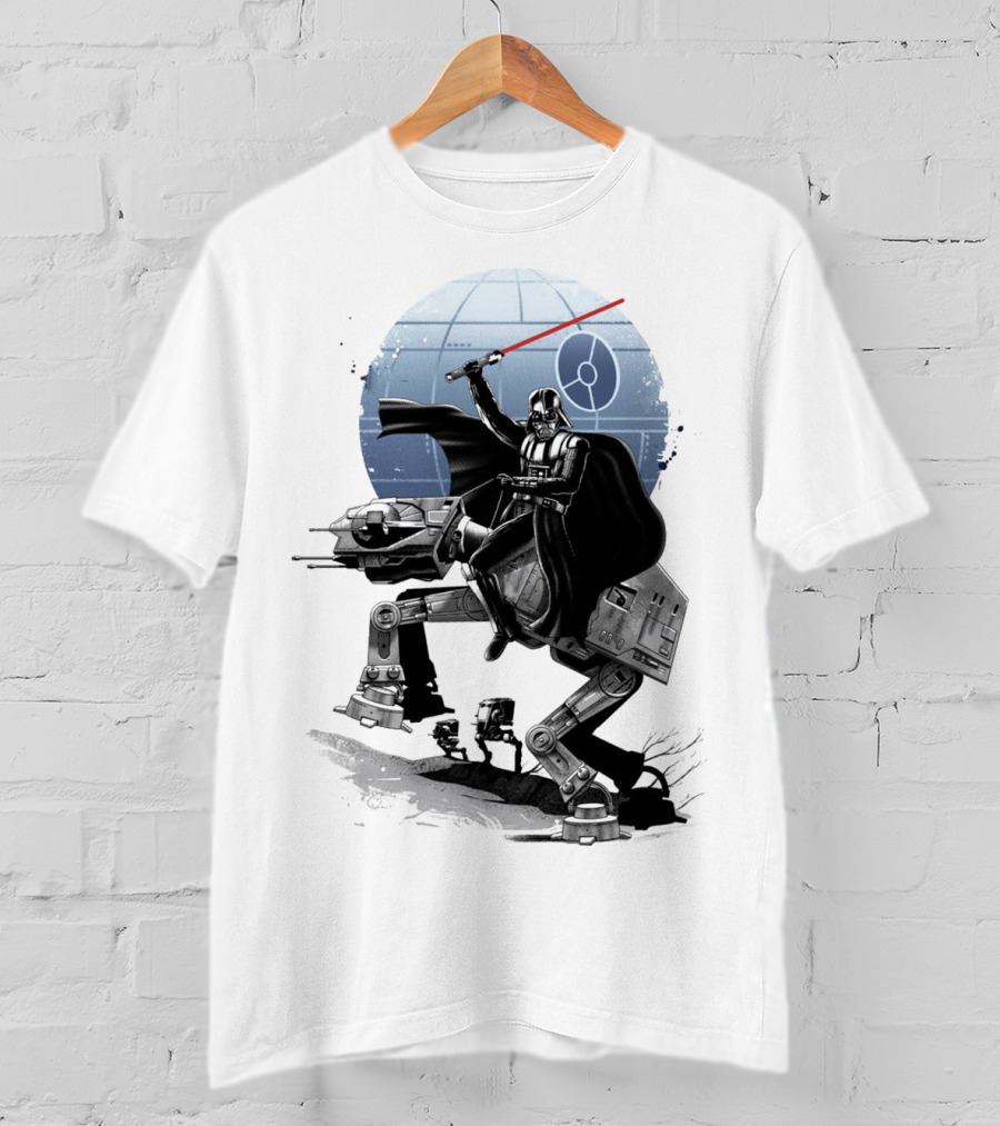 To The War Sumie Japanese Style Darth Vader On AT-AT Star Wars Death Star Background T-Shirt