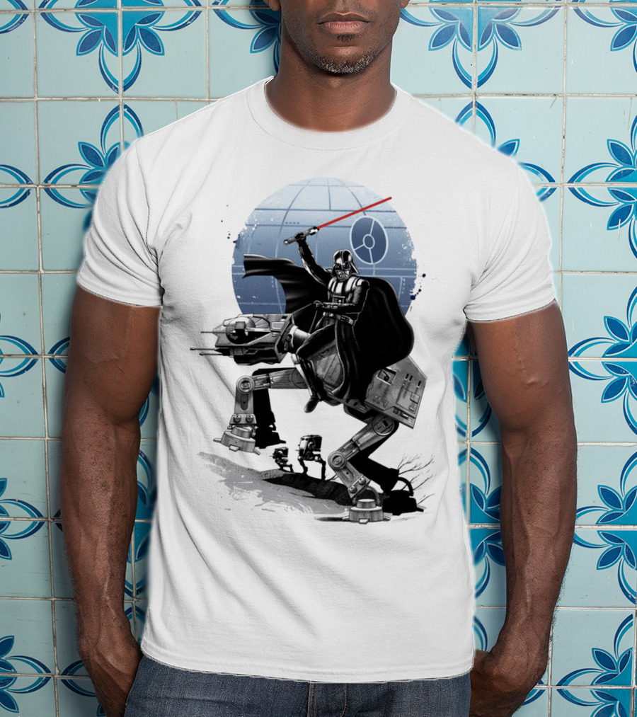 To The War Sumie Japanese Style Darth Vader On AT-AT Star Wars Death Star Background T-Shirt