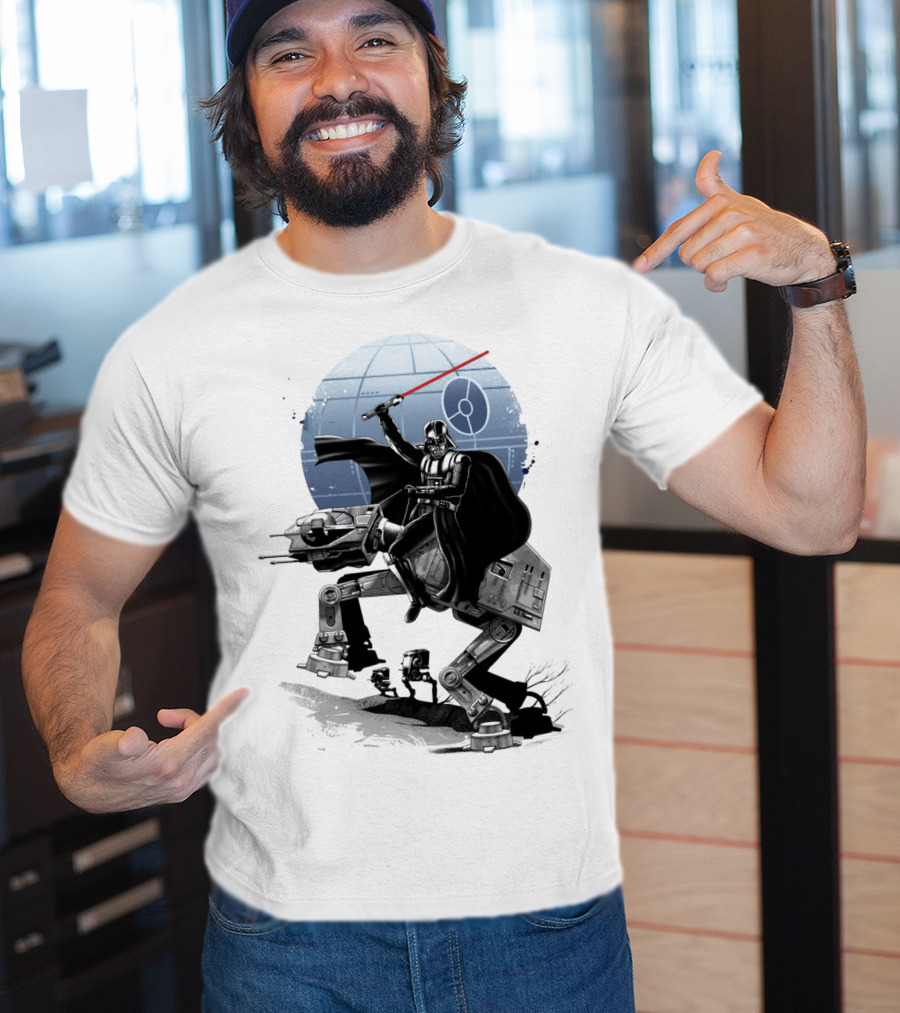 To The War Sumie Japanese Style Darth Vader On AT-AT Star Wars Death Star Background T-Shirt