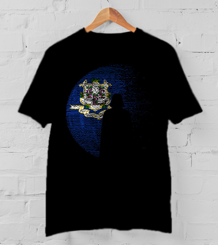 Connecticut State Flag Darth Vader Silhouette Death Star Icon Moon Star Wars T-Shirt