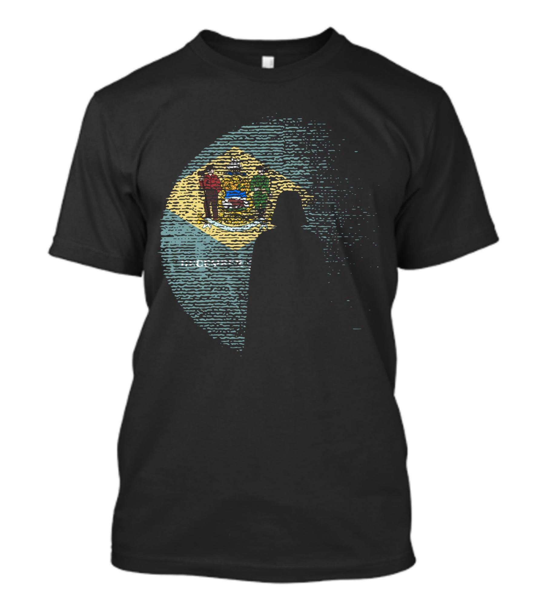 Vader Silhouette Over Delaware State Flag T-Shirt