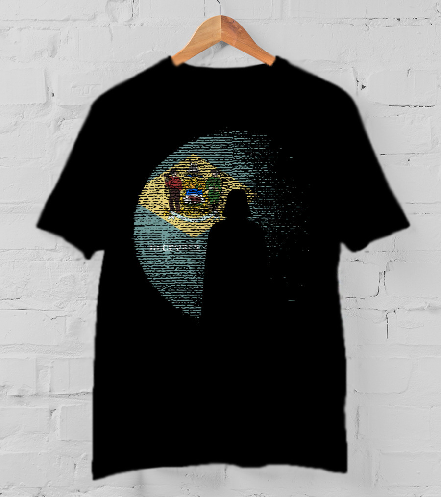 Vader Silhouette Over Delaware State Flag T-Shirt