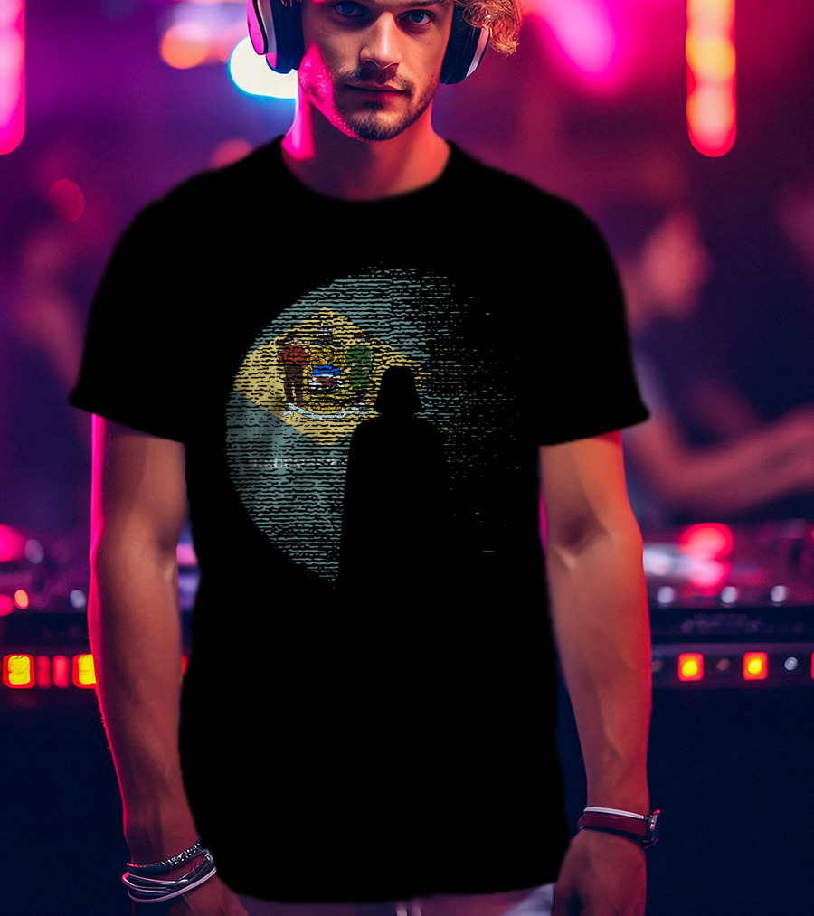 Vader Silhouette Over Delaware State Flag T-Shirt