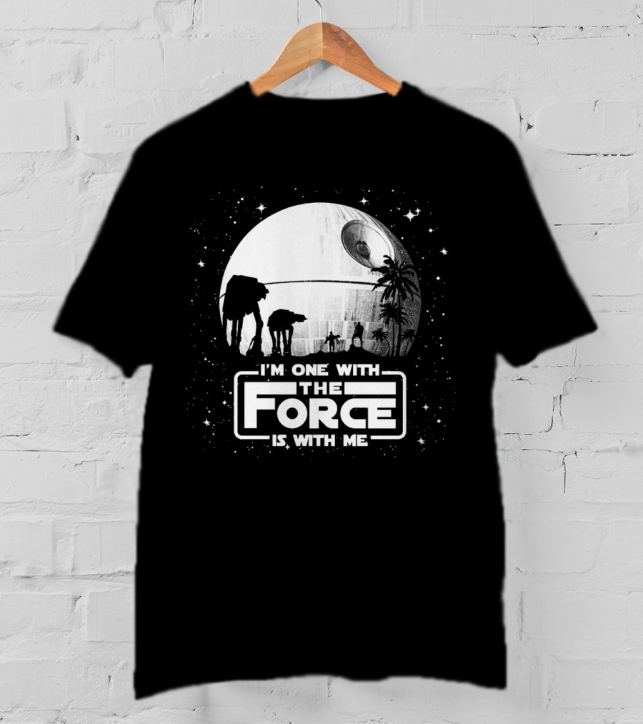 I'm One With The Force Is With Me Death Star Moon Star Wars T-Shirt