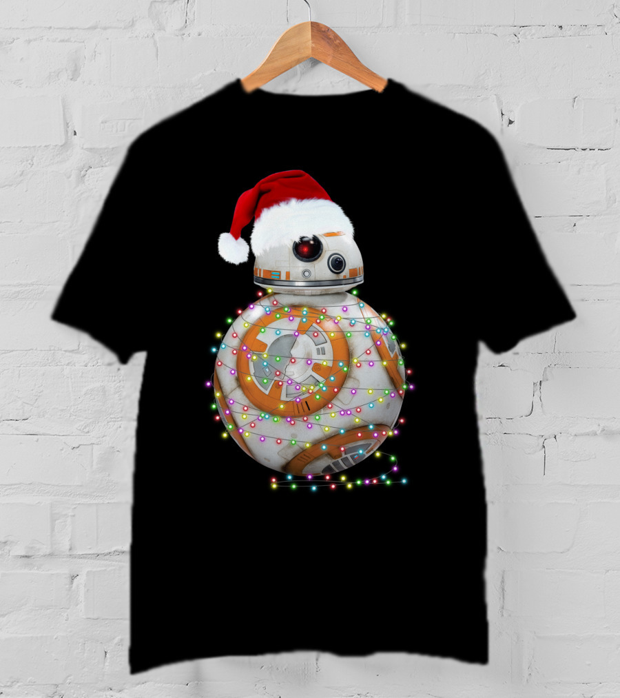 BB-8 Christmas Lights Droids Star Wars Holiday Santa Hat T-Shirt