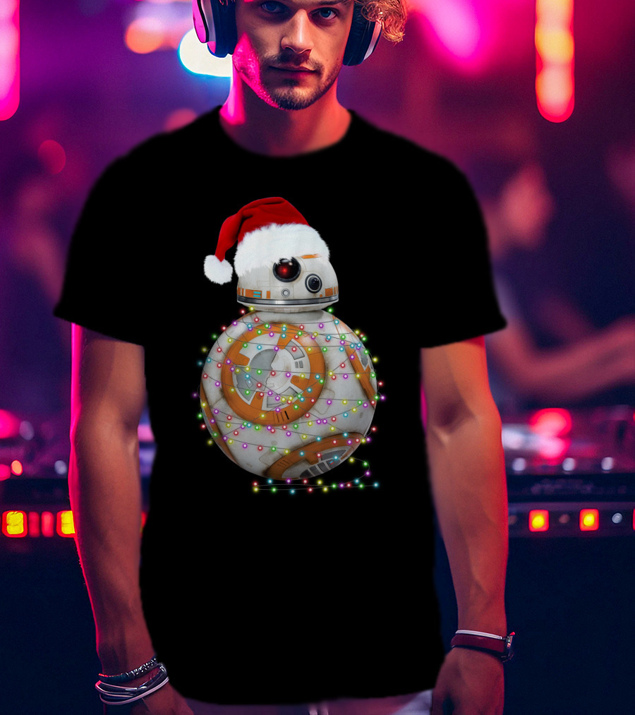 BB-8 Christmas Lights Droids Star Wars Holiday Santa Hat T-Shirt