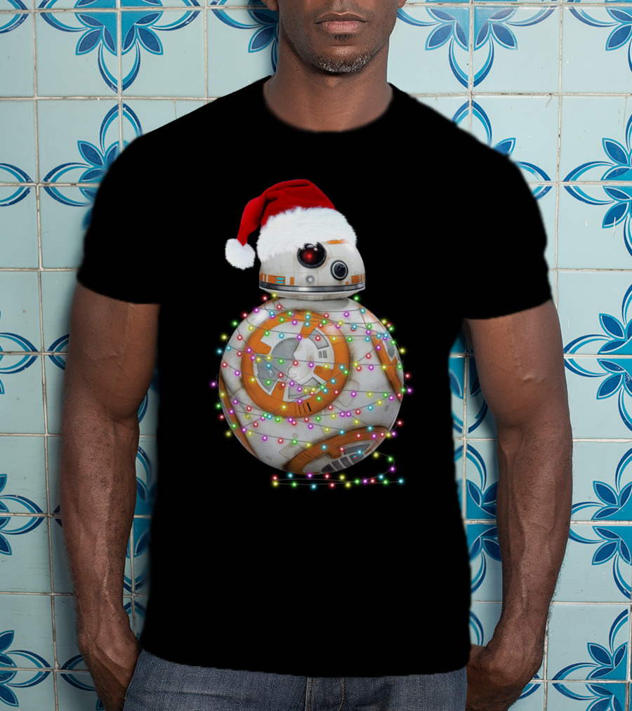 BB-8 Christmas Lights Droids Star Wars Holiday Santa Hat T-Shirt