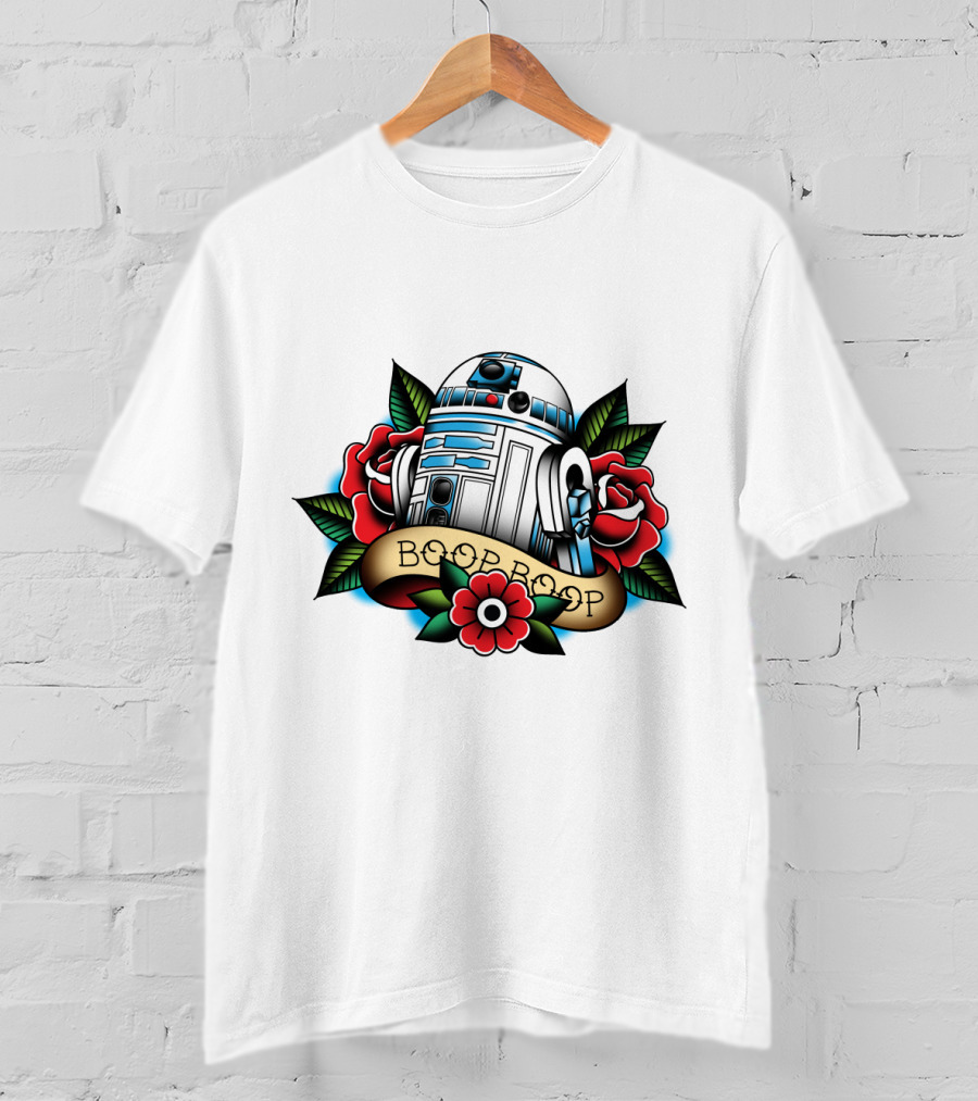 Boop Boop Floral R2 D2 Star Wars Roses Droids T-Shirt