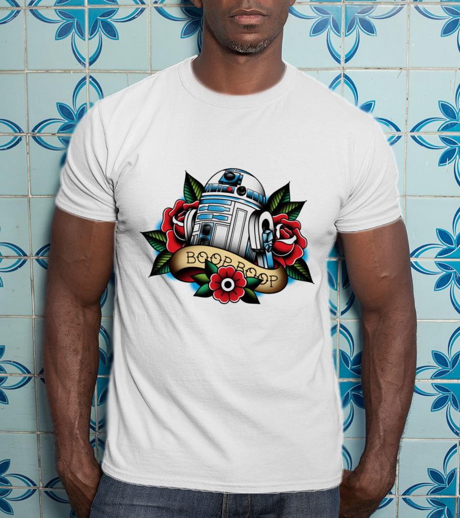 Boop Boop Floral R2 D2 Star Wars Roses Droids T-Shirt