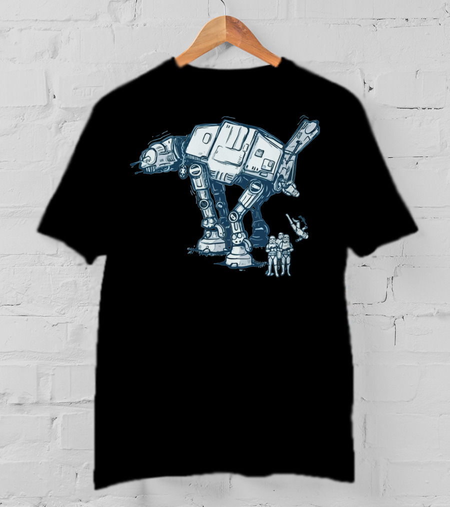 Funny AT AT Star Wars Droids With Stormtroopers And Imperial Walker T-Shirt