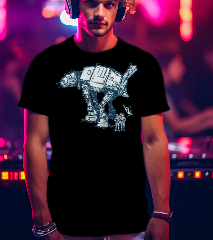 Funny AT AT Star Wars Droids With Stormtroopers And Imperial Walker T-Shirt