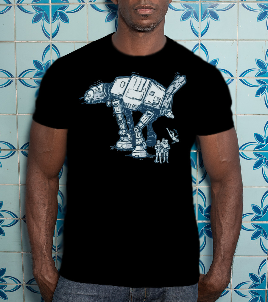 Funny AT AT Star Wars Droids With Stormtroopers And Imperial Walker T-Shirt