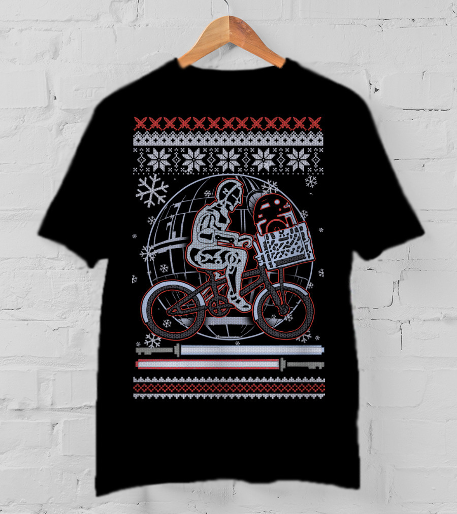 Star Wars ET Friends On Bicycle Christmas T-Shirt