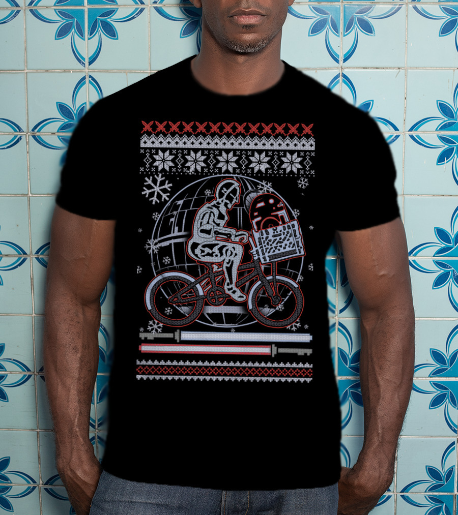 Star Wars ET Friends On Bicycle Christmas T-Shirt