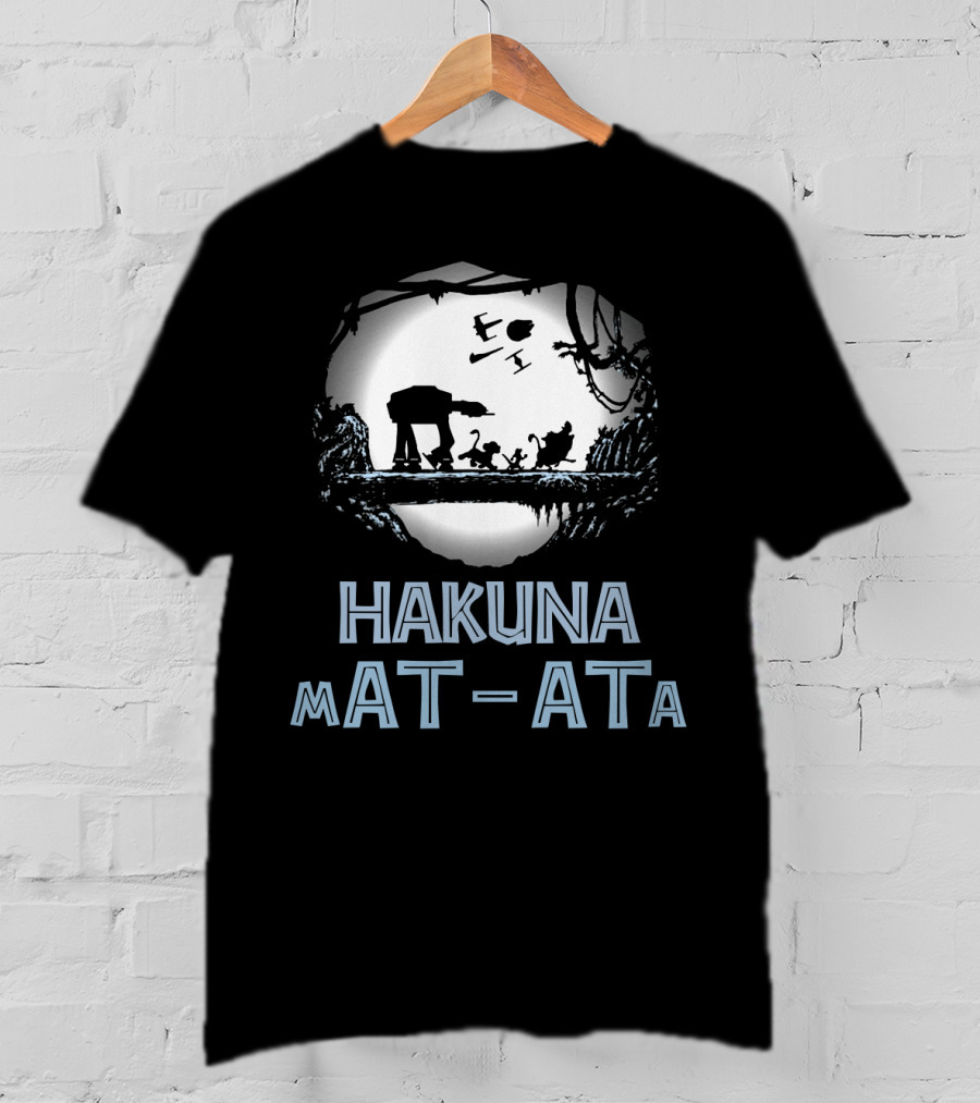 Hakuna Mat Ata Droids Star Wars AT-AT Silhouette Moon Disney Crossover T-Shirt