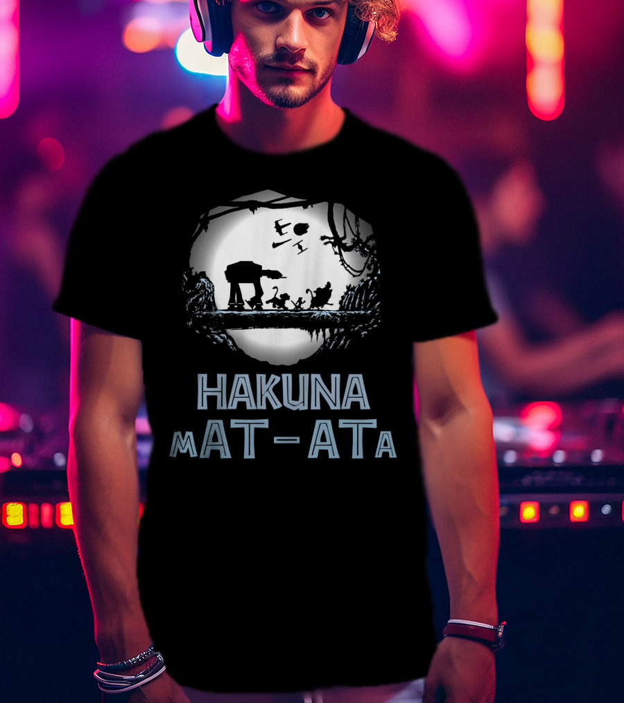Hakuna Mat Ata Droids Star Wars AT-AT Silhouette Moon Disney Crossover T-Shirt
