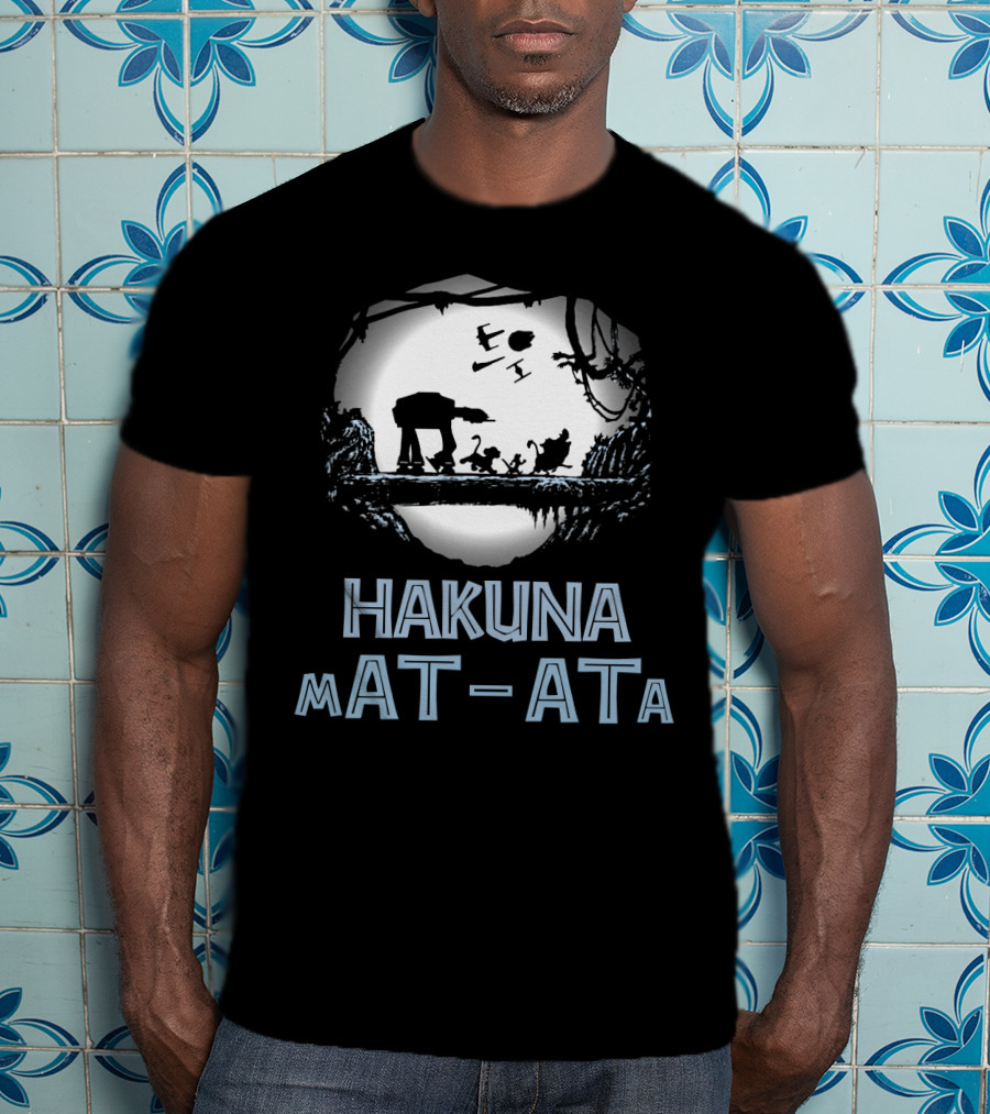 Hakuna Mat Ata Droids Star Wars AT-AT Silhouette Moon Disney Crossover T-Shirt