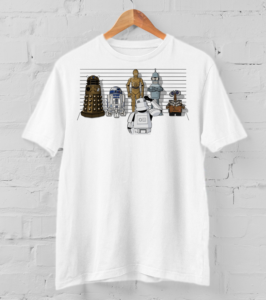 Not What You're Looking For Droids Star Wars Dalek R2D2 C3PO Bender Wall-E Robot Lineup T-Shirt