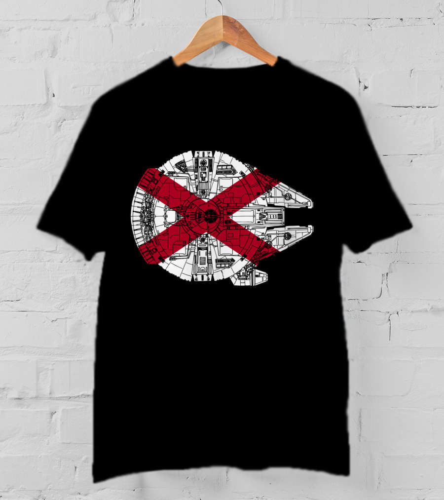 Alabama Flag Overlaid On The Millennium Falcon T-Shirt