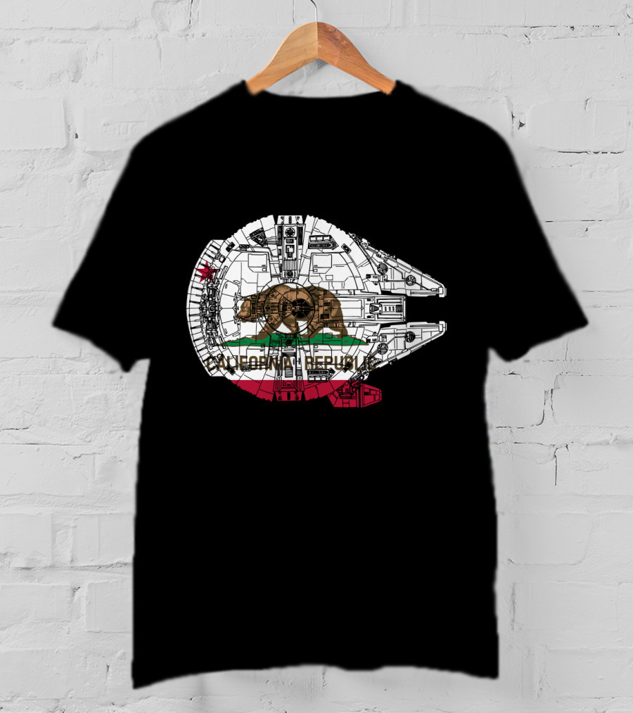California Republic Bear And The Millennium Falcon Overlap T-Shirt