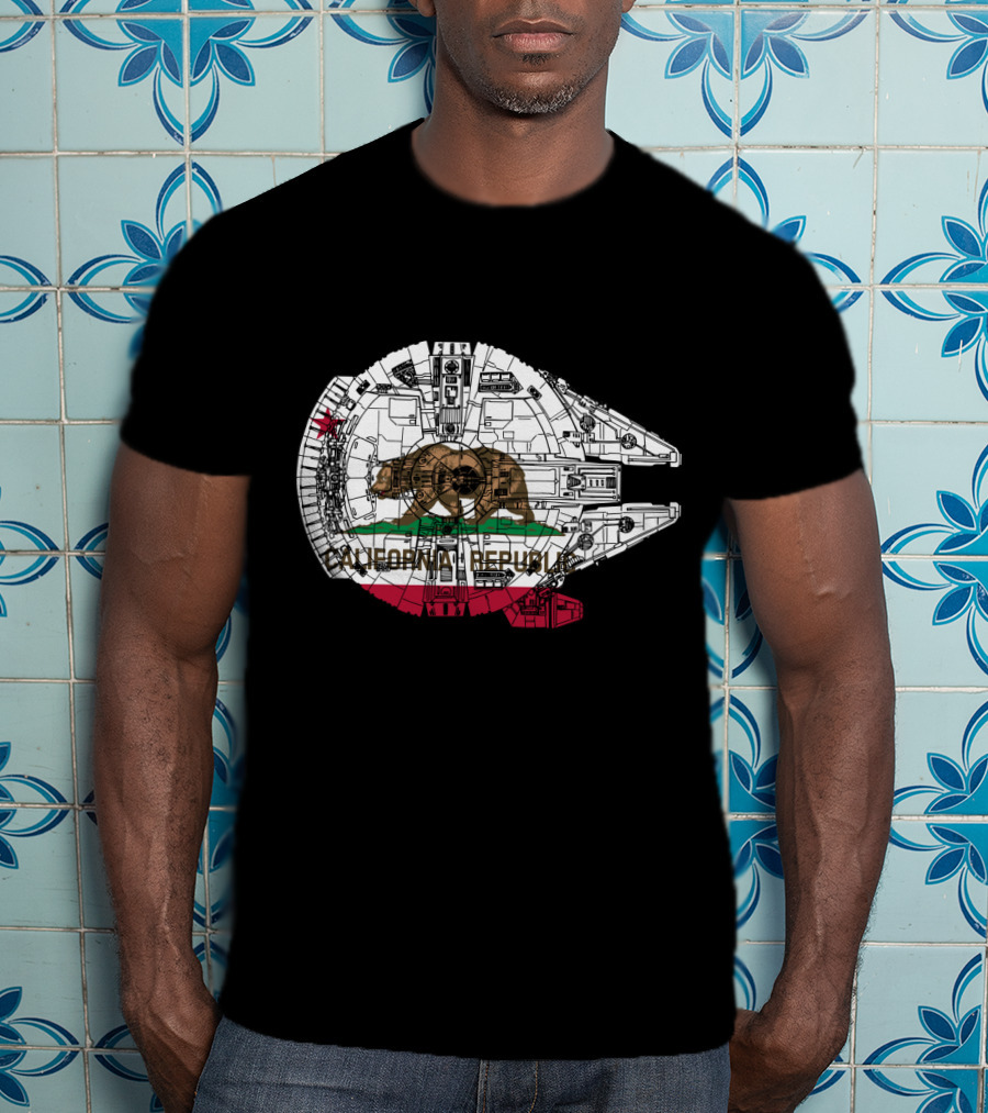 California Republic Bear And The Millennium Falcon Overlap T-Shirt